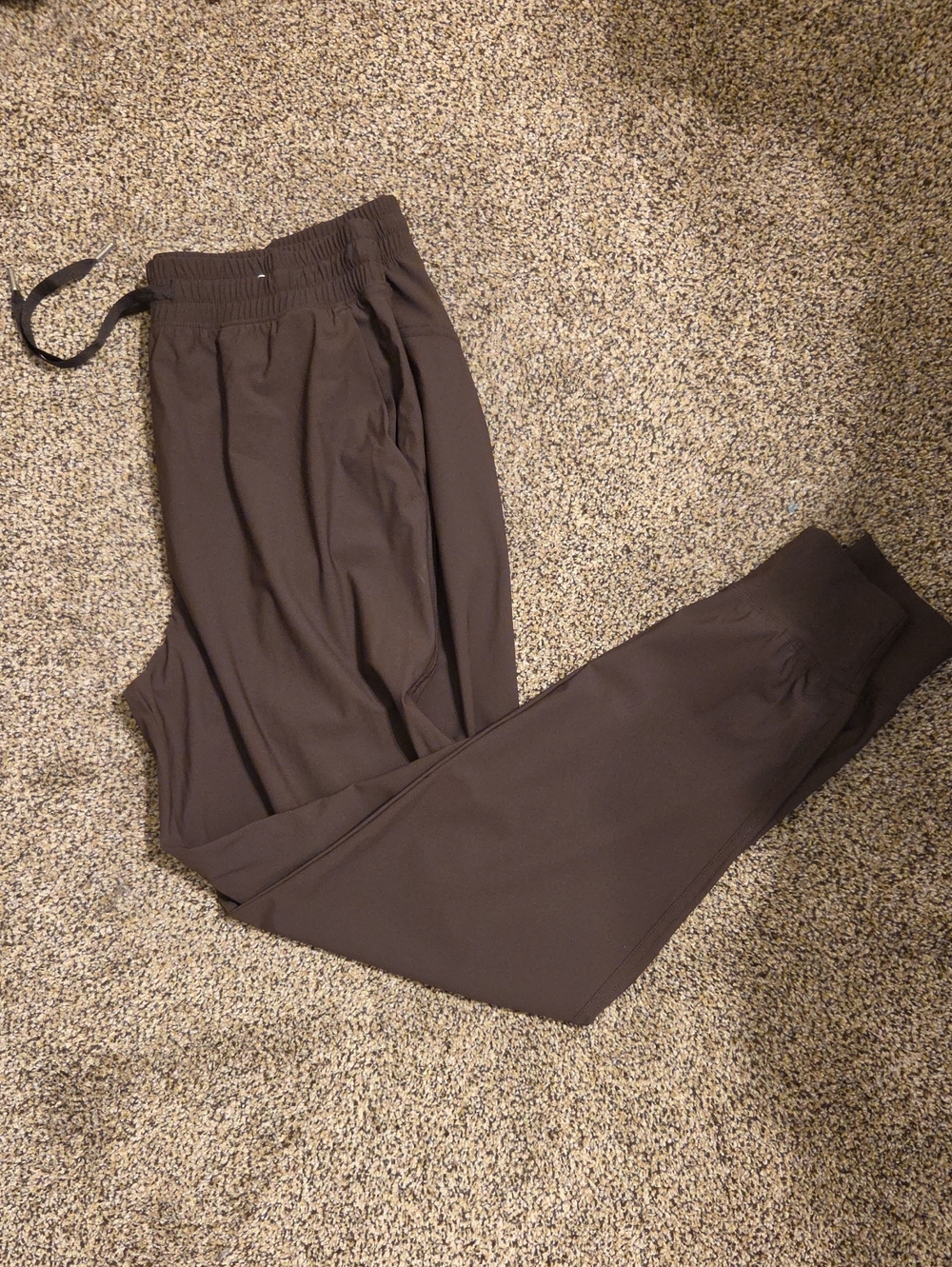 Women's Dark Brown Elastic-Waist Jogger Pants